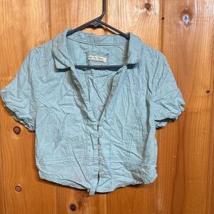 Free people light Blue Button-Up Top